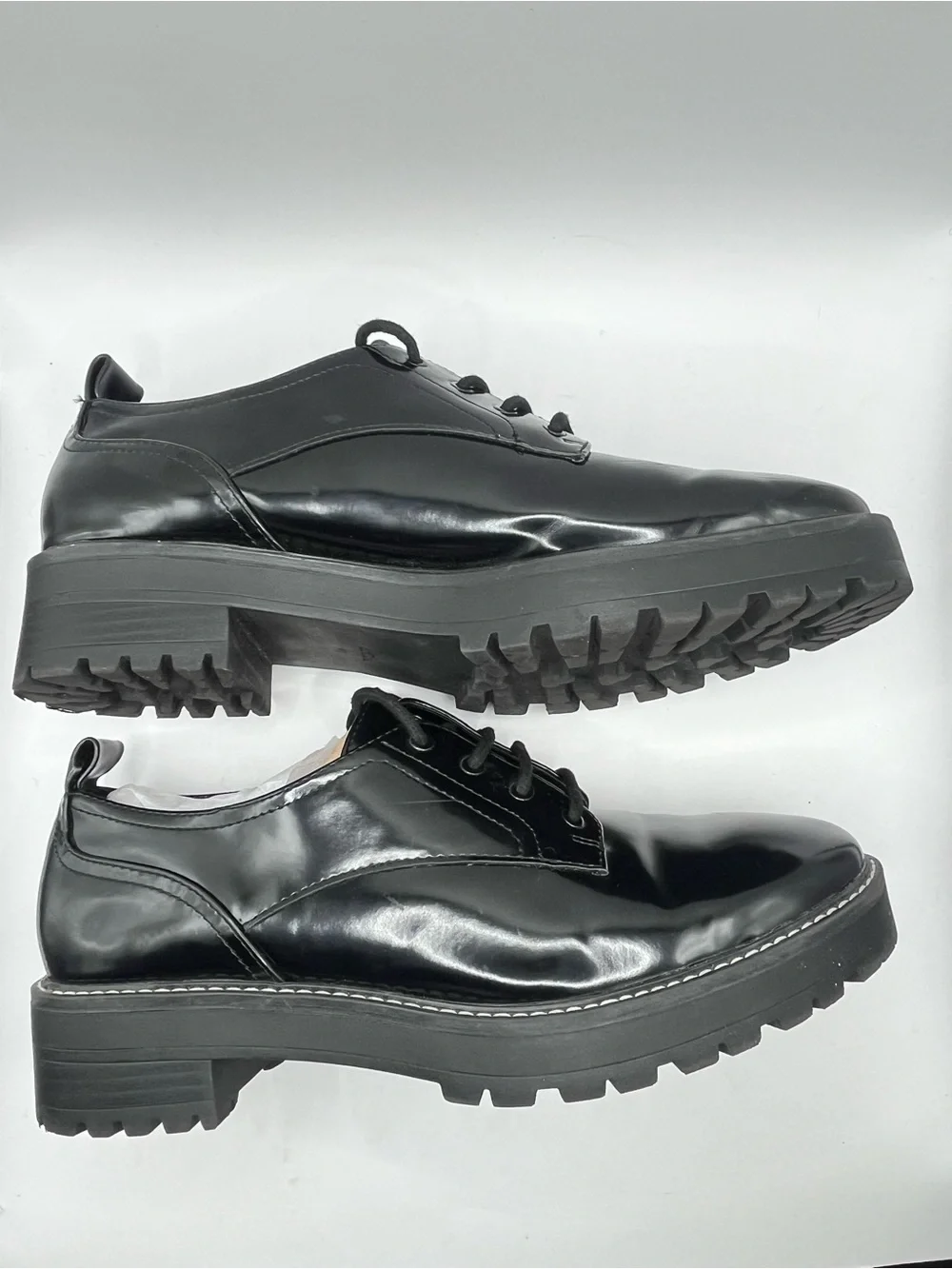 Zara Men's EU 41/US 8.5 Women's 41/US 10 Black Lace-Up Platform Derby Shoes